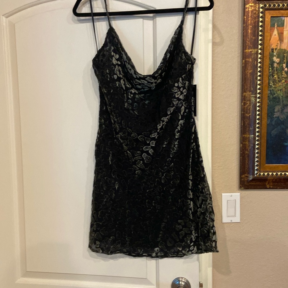 Lulus green and black velvet dress